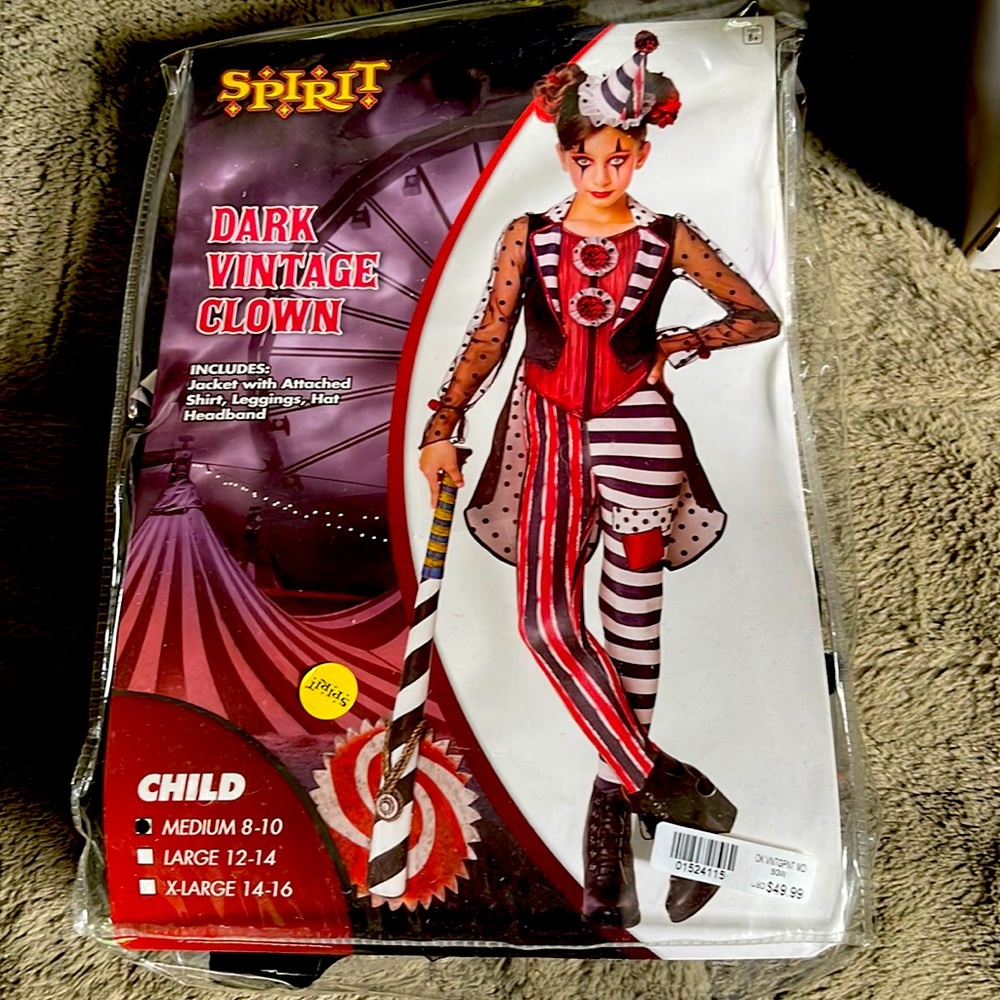 Child size 8-10 Dark vintage clown costume worn once